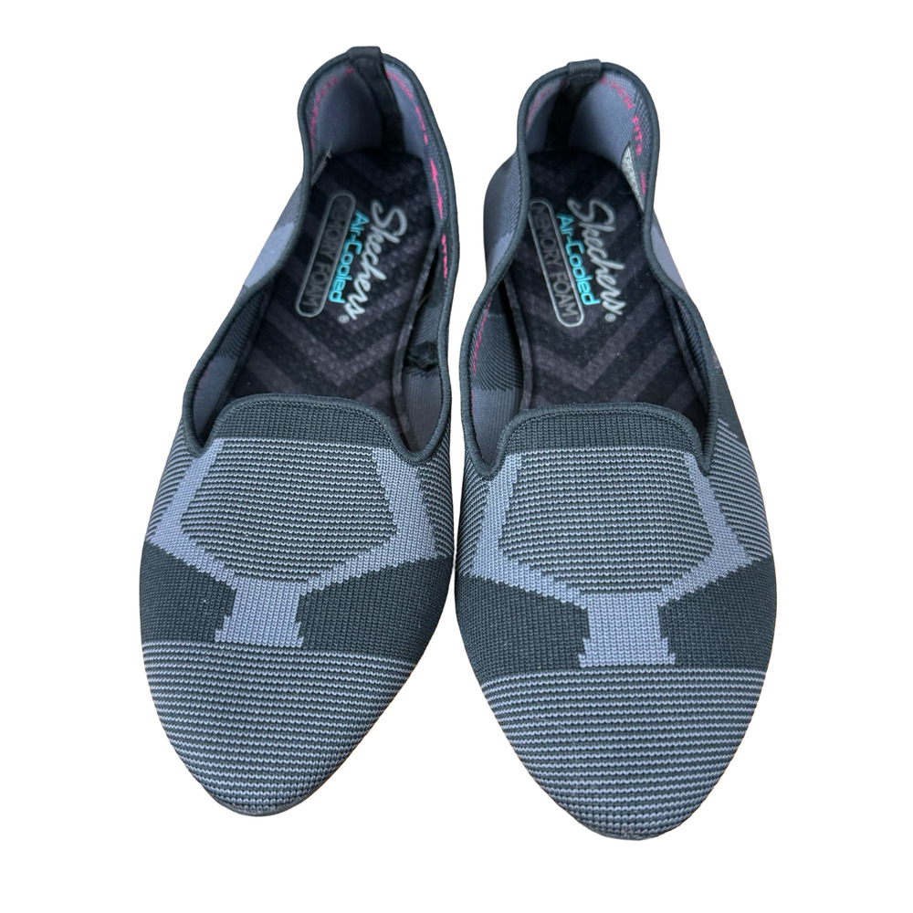 Skechers Cleo Sherlock Geo-Knit Fabric Slip On Flats Shoes Gray Black sz 7.5 - Picture 6 of 16